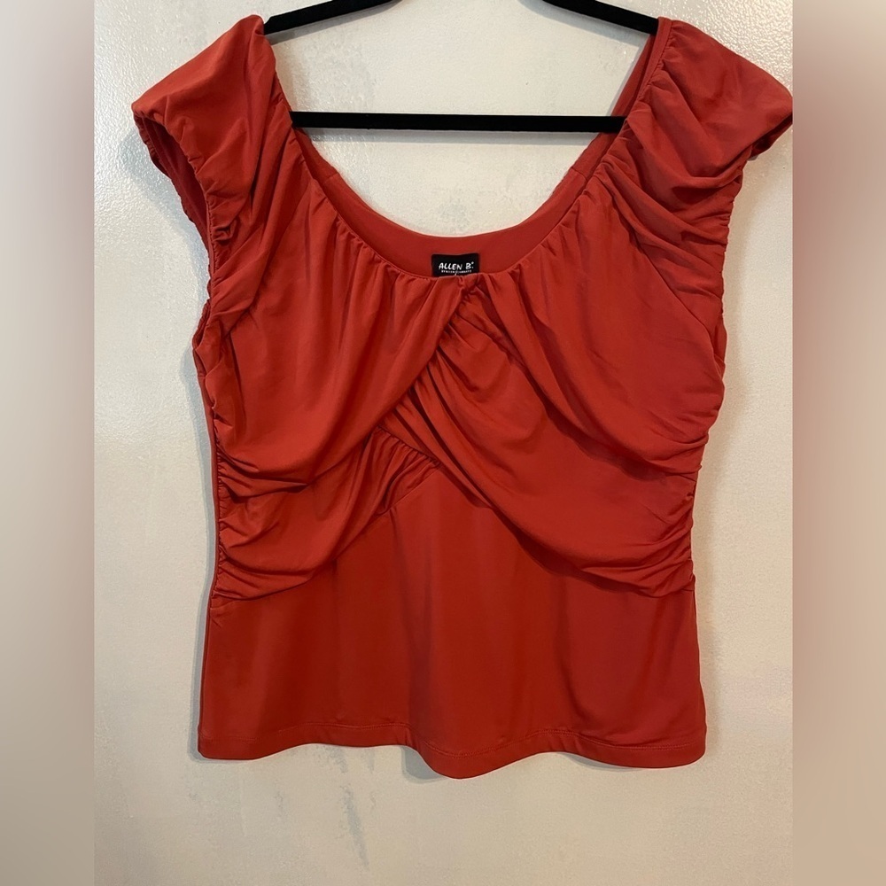 Y2K Allen B babydoll sleeveless top in burnt orange size XL stretch hippie